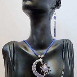 BrazenSoul Moon & Stars Glitter Pendant Necklace & Earrings Set
